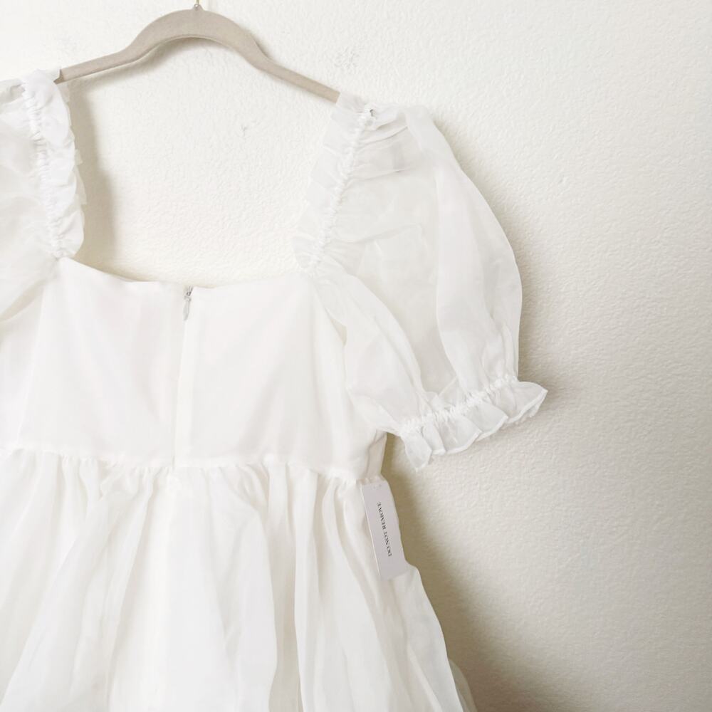 [Selkie] Ivory The Martini Dress Mini Ruffle Puff Sleeve Square Neck NWT Size XL - Picture 6 of 12